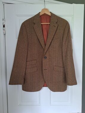 Men's Brown Lovat Tweed Sport Coat with Subtle Overcheck
